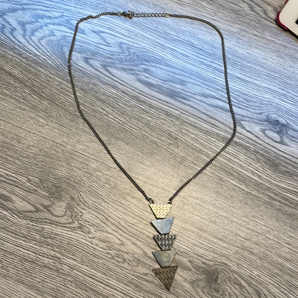 Silver Tribal Long Necklace